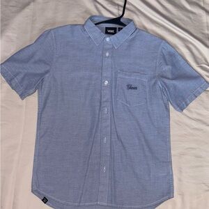 Boy Vans Short-Sleeve Button Down Shirt - Light Blue
